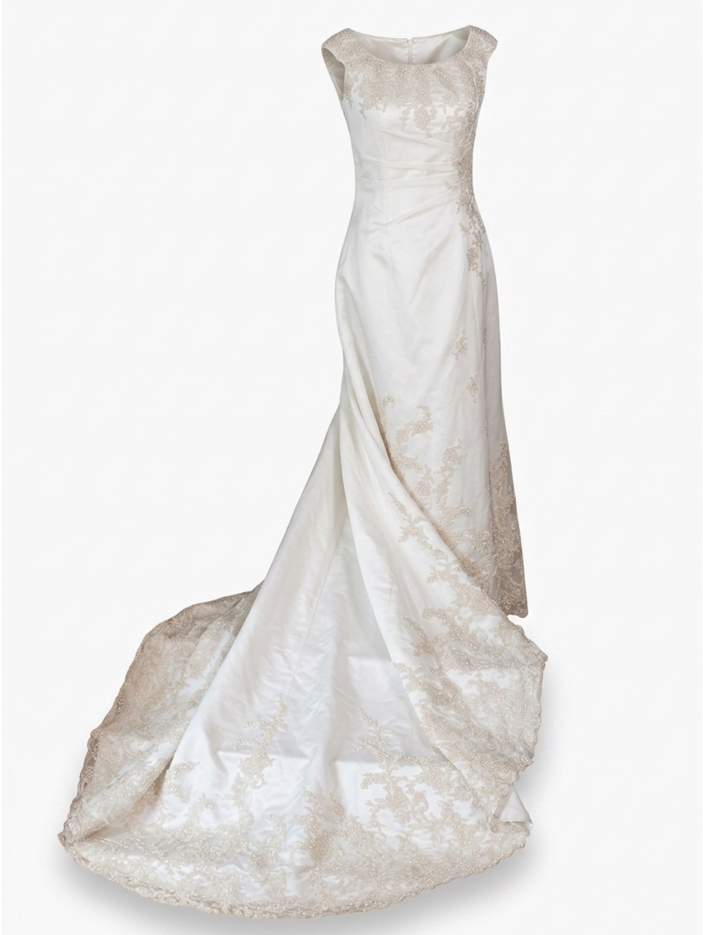 Vintage Maggie Sottero White Scoop Neck Cap Sleeve Wedding Gown